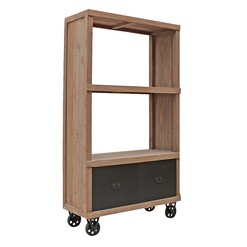 Picture of Industrial Bookshelf with Drawers Wood Antique Pine Hudson Furniture