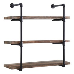 Picture of Industrial Pipe Style Wall Shelf MDF Brown/Black IHOMDEC