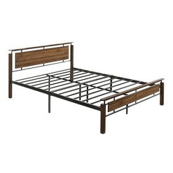 Picture of Industrial Wood & Metal Bed Dark Wood E-living