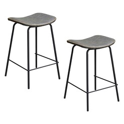 Picture of Industriale Faux Leather Bar Stool (Set of 2) in Grey by Dover Mason