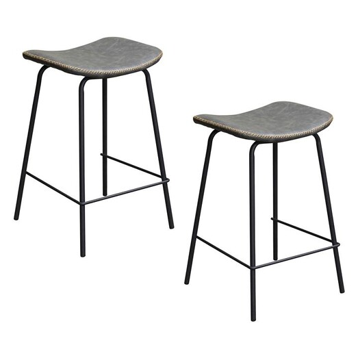 Picture of Industriale Faux Leather Bar Stool (Set of 2) in Grey by Dover Mason Picture of Industriale Faux Leather Bar Stool (Set of 2) in Grey by Dover Mason