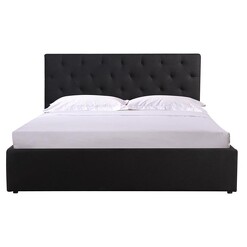 Picture of Innes PU Leather Queen Gas Lift Bed Faux Leather Black Rothbury Home