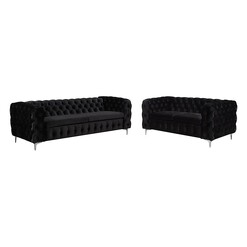 Picture of Isbel Velvet 2 & 3 Seater Sofa Set in Black by Rothbury Home