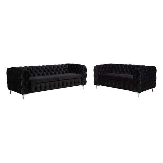 Picture of Isbel Velvet 2 & 3 Seater Sofa Set in Black by Rothbury Home