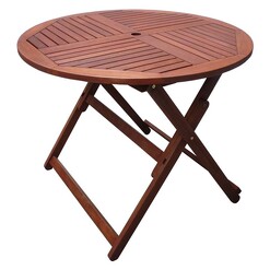 Picture of Island Round Folding Outdoor Table Wood Mahogany The Import Depot