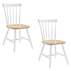 Picture of Issa Timber Dining Chair, High Back (Set of 2) Solid Wood Natural/White E-living