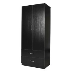Picture of Jace 2-Door 2-Drawers Wardrobe Closet Clothes Storage Cabinet - Black