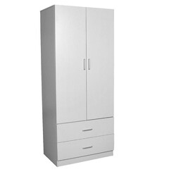 Picture of Jace 2-Door 2-Drawers Wardrobe Closet Clothes Storage Cabinet - White