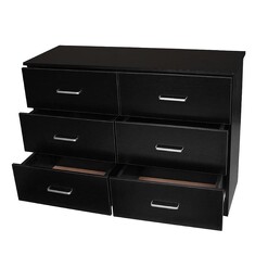 Picture of Jace 6-Drawer Chest Dresser Lowboy Storage Cabinet - Black