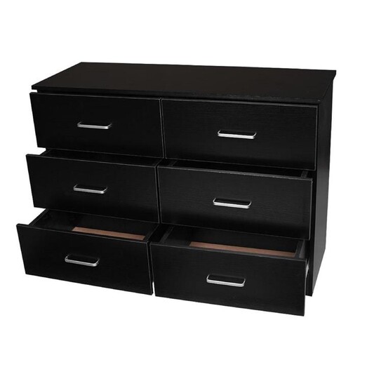 Picture of Jace 6-Drawer Chest Dresser Lowboy Storage Cabinet - Black Picture of Jace 6-Drawer Chest Dresser Lowboy Storage Cabinet - Black
