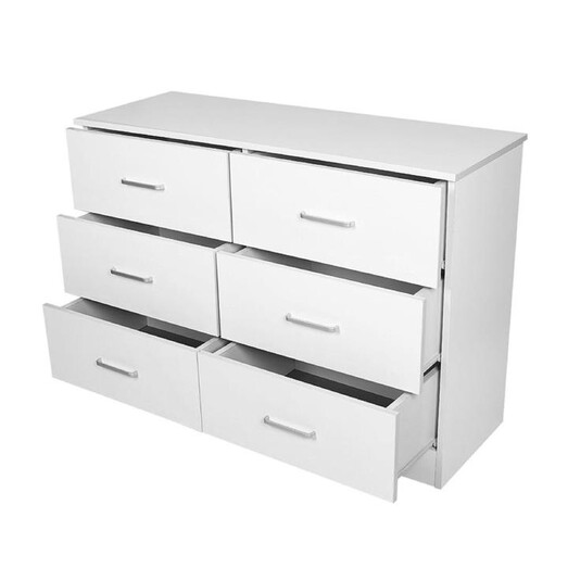 Picture of Jace 6-Drawer Chest Dresser Lowboy Storage Cabinet - White Picture of Jace 6-Drawer Chest Dresser Lowboy Storage Cabinet - White