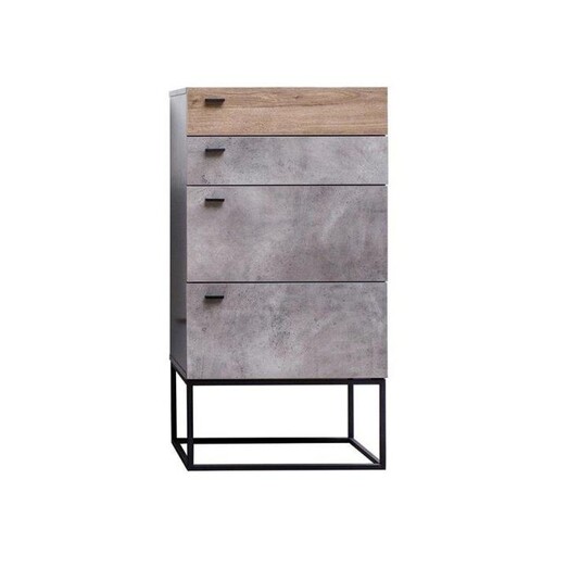 Picture of Jackson 4-Drawer Chest of Drawers TallBoy - Black Metal Legs - Dark Oak / Cement Grey Picture of Jackson 4-Drawer Chest of Drawers TallBoy - Black Metal Legs - Dark Oak / Cement Grey