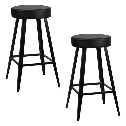 Picture of Jaeden Bar Stool, Black (Set of 2) Faux Leather Resort Living