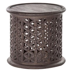Picture of Jali Wood Side Table Antique Grey Amalfi