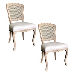 Picture of Jasie Set of 2 Linen & Oak Dining Chairs in Weathered Oak by Jac Home Living