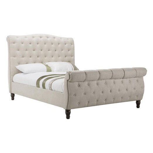 Picture of Jasmine Upholstered Bed Fabric Beige Beaumont & Braddock
