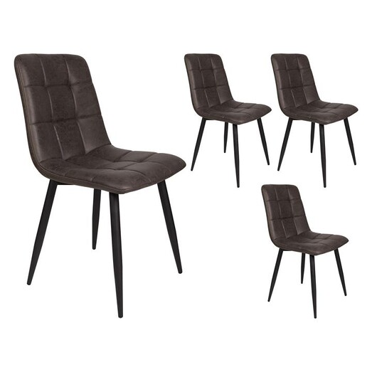 Picture of Jasper Faux Suede Dining Chair Set Size Set of 4 in Dark Grey by Bay Road Designs