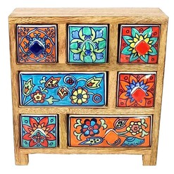 Picture of Jaylin Hand Painted Chest of 7 Drawers Wood Status Collections