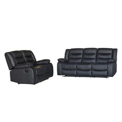 Picture of Jens 2-Piece Faux Leather 2 & 3 Seater Recliner Sofa Set in Black by Rothbury Home