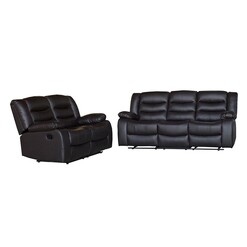 Picture of Jens 2-Piece Faux Leather 2 & 3 Seater Recliner Sofa Set in Brown by Rothbury Home