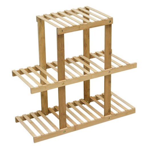Picture of Jeremie 3 Tier Bamboo Plant Shelf Light Timber Levede