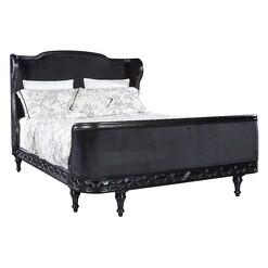 Picture of Josephine King Bed, Black Velvet Fabric Piano Black Huntington Lane