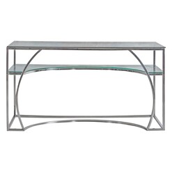 Picture of Judith Glass Top Office Desk Stainless Steel Silver Castle Road Interiors