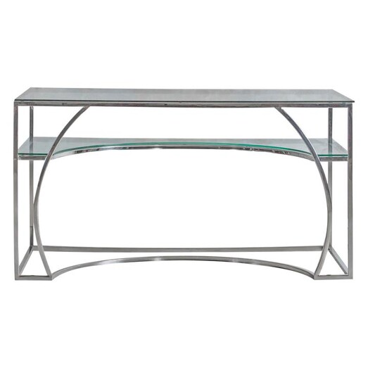 Picture of Judith Glass Top Office Desk Stainless Steel Silver Castle Road Interiors