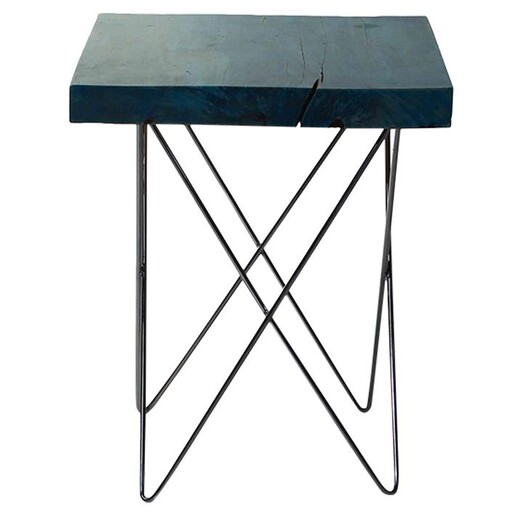 Picture of Jux Side Table Wood Miami Blue/Silver Whiskey Boyd Design