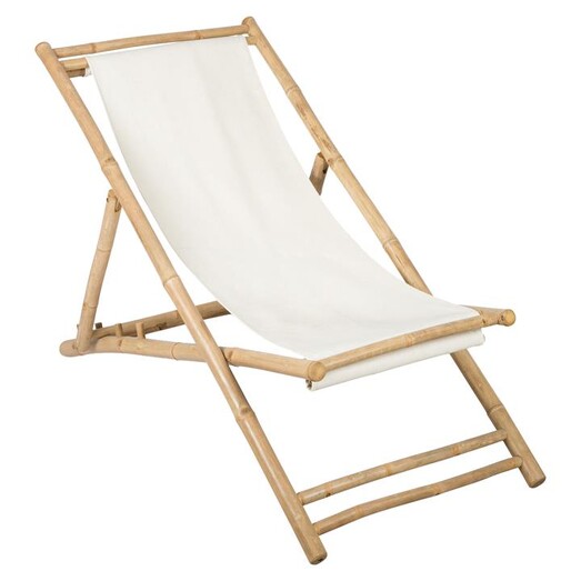 Picture of Kai Outdoor Bamboo Deck Chair in White by Casa Uno