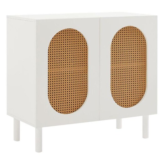 Picture of Kailua Rattan & Timber 2-Door Cabinet in White by E-living Picture of Kailua Rattan & Timber 2-Door Cabinet in White by E-living
