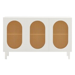 Picture of Kailua Rattan & Timber 3-Door Sideboard in White by E-living