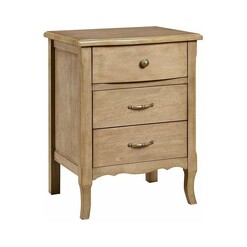 Picture of Kale French Provincial Solid Wooden Bedside Nightstand Side Table W/ 2-Drawers - Natural