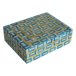 Picture of Kamala Hand-Fitted Bone Inlay Wooden Box Turquoise Status Collections