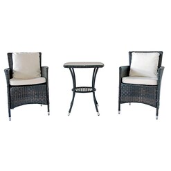 Picture of Kariokis 3-Piece Outdoor Lounge Set Wicker Brown/Cream Homeflex