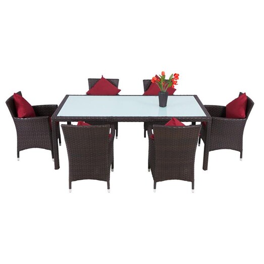 Picture of Kariokis 7-Piece Outdoor Dining Set, Red Metal Brown/Red Homeflex Picture of Kariokis 7-Piece Outdoor Dining Set, Red Metal Brown/Red Homeflex