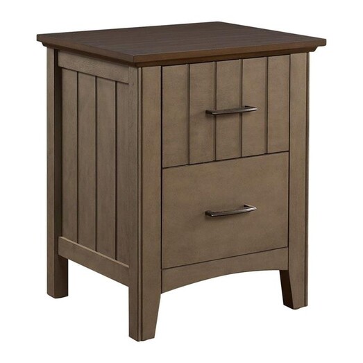 Picture of Karla Modern Classic Solid Bedside Nightstand Side Table W/ 2-Drawers - Forest Grey
