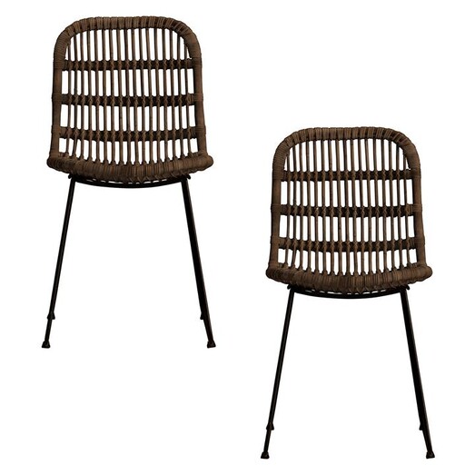 Picture of Karoh Dining Chair, Dark Brown (Set of 2) Rattan Castle Road Interiors