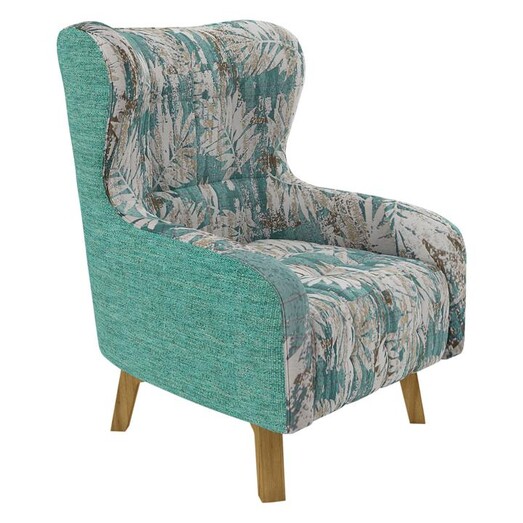 Picture of Karyn Linen Armchair with Print on Seat Green Rothbury Home