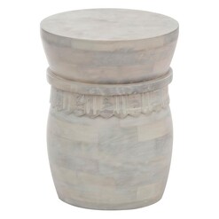 Picture of Kasbah Round Timber Side Table in White by Amalfi