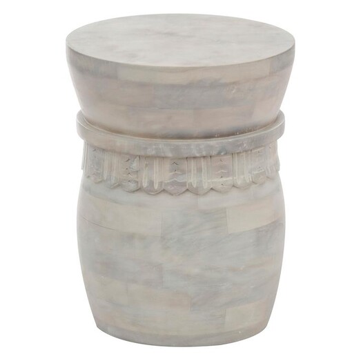 Picture of Kasbah Round Timber Side Table in White by Amalfi
