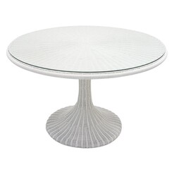 Picture of Keely Rattan Dining Table Solid White Mise En Scene