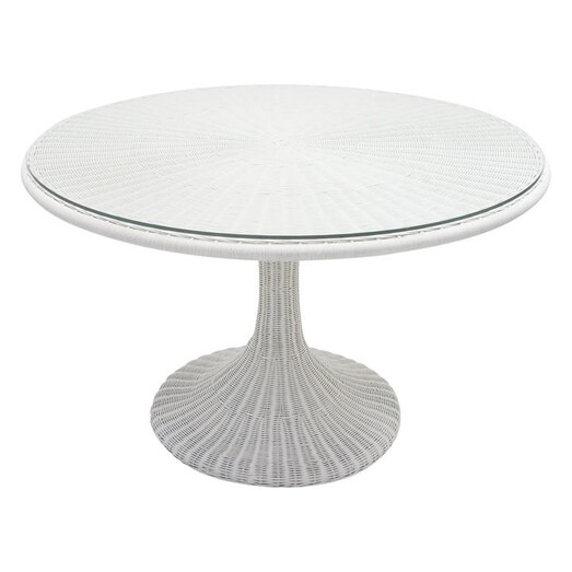 Picture of Keely Rattan Dining Table Solid White Mise En Scene
