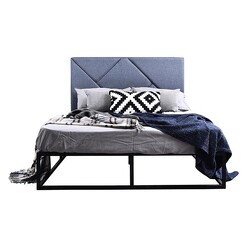 Picture of Kelsey Queen Bed Fabric Grey/Black Emma's Design