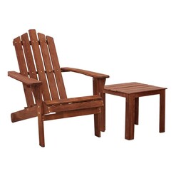 Picture of Kenway 2-Piece Wooden Adirondack Patio Chair With Table, Brown Frisse Outdoors