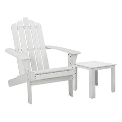 Picture of Kenway 2-Piece Wooden Adirondack Patio Chair With Table, White Frisse Outdoors