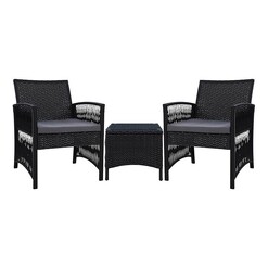 Picture of Kenway 3-Piece Outdoor Dining Chair Set Wicker Black/Grey Frisse Outdoors