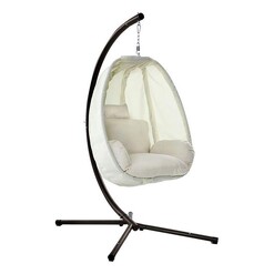Picture of Kenway Hanging Pod Swing Chair with Stand, Cream Polyester Frisse Outdoors