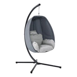 Picture of Kenway Hanging Pod Swing Chair with Stand, Grey Polyester Frisse Outdoors