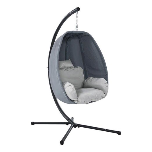 Picture of Kenway Hanging Pod Swing Chair with Stand, Grey Polyester Frisse Outdoors